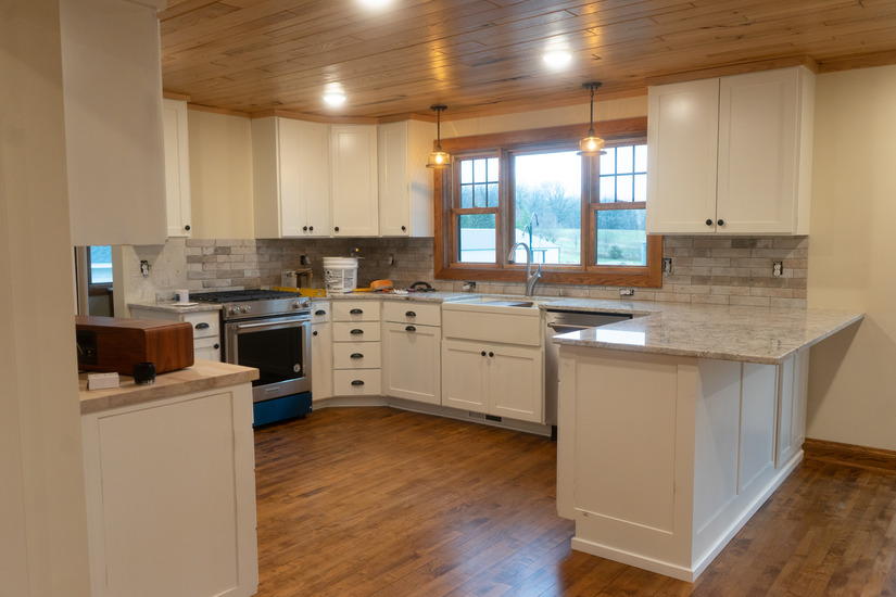 Custom white kitchen cabinets installed by RFEMN in Annandale, MN